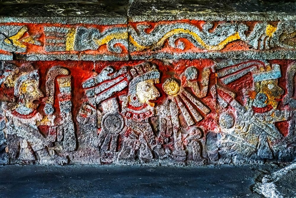 Ancient Carvings Aztec Eagle Warriors Palace-Templo Mayor-Mexico City-Mexico